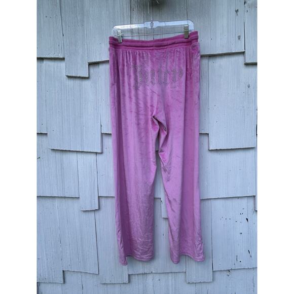 Juicy Couture OG Big Bling Velour Track Pants Rhinestone Logo Pink Size XL - Picture 7 of 10